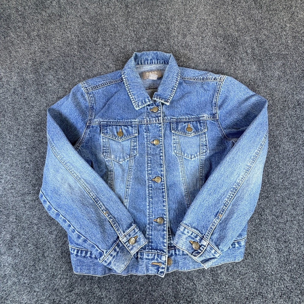 G.H. Bass & Co. Denim Jacket Womens XL Blue Cotton Pockets Casual Button Front